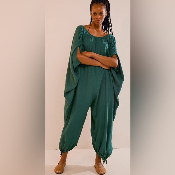 Free people Milo One piece jumpsuit romper green festival boho bohemian NWOT - Picture 1 of 8